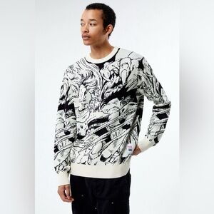 HUF X MARVEL WOLVERINE vs SABRETOOTH Knit Sweater Off-White / Black Men’s XL NWT